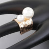 Hammered Twin Pearl Ring