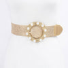 Metallic Stretch Belt W/pearl Metal Bucklt