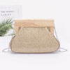 Faux Straw Wood Frame Clutch