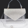 Transparent Rhinestone Top Handle Flap Bag