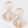 Shiny Ribbed Clam Shell Earrings