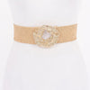 Metal Buckle Elastic Faux Straw Belt