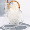Bamboo Handle Transparent Bead Chic Tote Bag