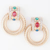 Bejeweled Twisted Hoop Drop Earrings