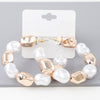 Shiny N Pearl Stone Hoop Earrings