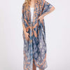 Boho Print Open Front Long Kimono