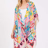 Multi Colored Heart Print Silky Feel Kimono
