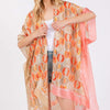 Two Tones Trim Abstract Print Silky Feel Kimono