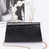 Metallic Pearl Handle Flap Bag