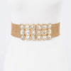 Multi Stone Metallic Straw Stretch Belt