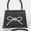Rhinestone Ribbon Top Handle Bag