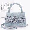Faux Leather Rhinestone Hot Fix Flower Bag