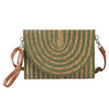 Gold Threads Mixed Color Straw Clutch Crossbodybag