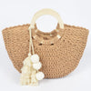 Woven Cotton Wood Handle Tote Bag