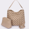 Faux Leather Braided Embossed Hobo Bag