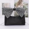Rhinestone Hotfix Bow Handle Nylon Clutch