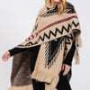 Fuzzy Aztec Pattern Tassel Knit Ruana