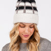 Cozy Color Blocked Pom Pom Beanie