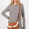 Fleece Trimmed Solid Crossbodybag Adjustable Strap