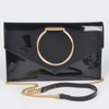 Enamel Faux Leather Metal Handle Flap Clutch