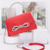 Rhinestone Ribbon Handle Flap Bag