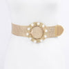 Metallic Stretch Plus Size Belt Pearl Metal Bucklt