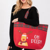 Oh Deer Letter Reindeer Christmas Tote Bag