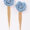 Denim Flower Metal Fringe Earring