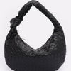 Faux Leather Braided Big Hobo Bag