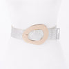 Vintage Buckle Metallic Stretch Straw Plussizebelt
