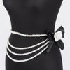 Layered Faux Pearl Flower Ribbon Belt