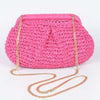 Faux Straw Chain Clutch