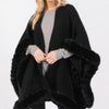 Faux Fur Trim Cape With Closure