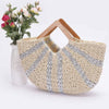 Fauxstraw Handmade Metallic Stripe Woodenhandlebag