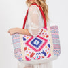 Boho Print Fringe Tote Bag