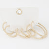 Pearl Bead Open Hoop Earrings Set