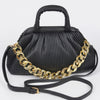 Pleated Faux Leather Top Handle Bag