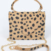 Faux Fur Leo Top Handle Clutch