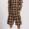 Mens Checkered Shirt And Cargo Shorts Set