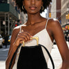 Faux Suede Metal Handle Bag