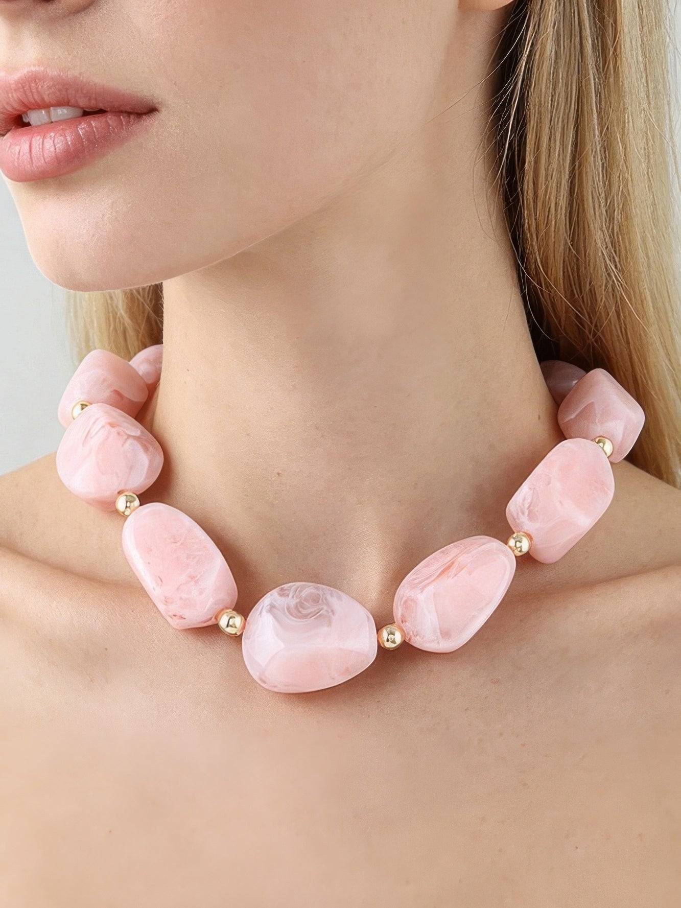 The Juniper Marble Statement Necklace – oversized marbled stone bead statement necklace