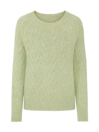 The Maple Braided Cable Sweater in light green, alternate view