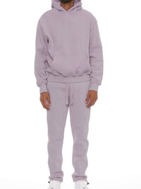 Unisex Premium Cotton Blend Hoodie set in lavender color, featuring an oversized fit for ultimate comfort.