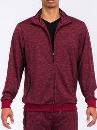 Marbled Track Jacket in burgundy color showcasing a modern athletic style and comfort for men.