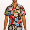Mens Print Hawaiian Button Down Shirt