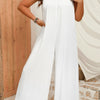 Plus Solid Sleeveless Halter Wide Leg Jumpsuit