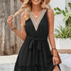 V Neck Sleeveless Belted A-line Tiered Dress