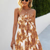 Tie Dye Knot Shirred Short Tube Dress