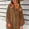 V Neck Drop Shoulder Cheetah Print Tunic Dress
