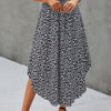 Shirred Waist Asymmetrical Hem Flared Skirt